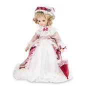 Lalki dla dziewczynek - Porcelanowa wysoka dekoracyjna lalka kolekcjonerska z parasolem - miniaturka - grafika 1