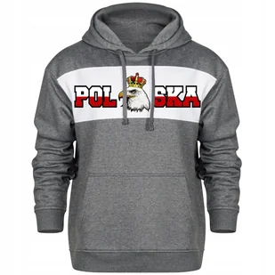 BLUZA MESKA Z KAPTUREM KANGURKA Z NADRUKIEM POLSKA KORONA DLA KIBICA XXL - Bluzy męskie - miniaturka - grafika 1