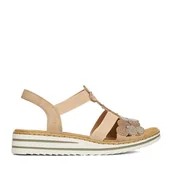 Sandały damskie - Sandały Rieker CEO-V0613-90 Beżowy - miniaturka - grafika 1