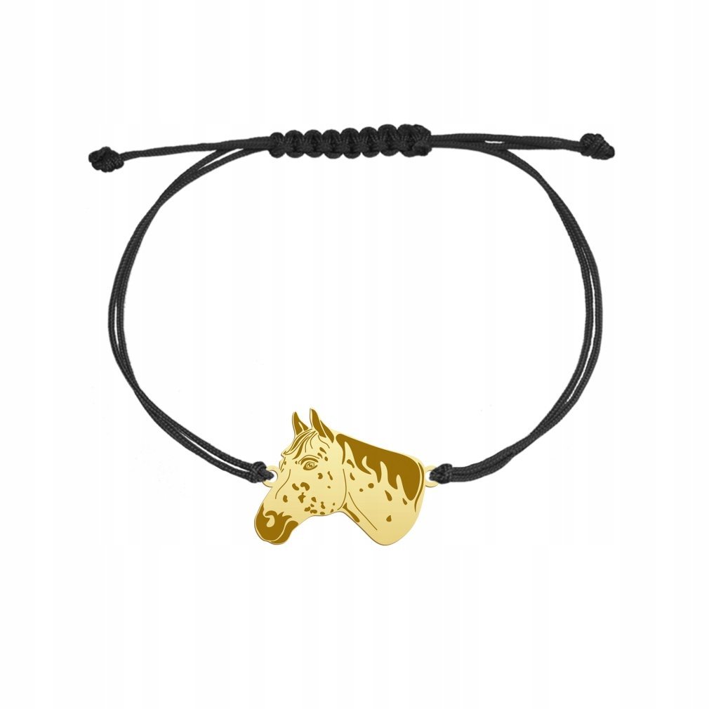 Bransoletka Złota Koń Appaloosa sznurek 925 Biżuteria Prezent GRAWER GRATIS