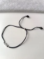 Bransoletki - REGULOWANA CZARNA BRANSOLETKA ZNAK NIESKOŃCZONOŚCI CYRKONIE CZARNE STAL - miniaturka - grafika 1