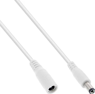 Kabel zasilający InLine InLine® DC extension cable, DC plug male/female 5.5x2.1mm, AWG 18, white, 0,5m - Kable - miniaturka - grafika 1