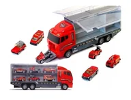 Zabawki zdalnie sterowane - Samochód Ciężarówka TIR transporter czerwony straż pożarna auta 10 sztuk - miniaturka - grafika 1