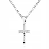Biżuteria dla dzieci - 925 Srebrny łańcuszek krzyżyk DEDYKACJA 40 cm LK45 - miniaturka - grafika 1