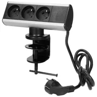 Gniazdka elektryczne - Przykręcane gniazdo meblowe z uchwytem montażowym i przewodem 1,8m, 3x2P+Z - miniaturka - grafika 1