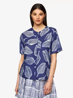 Bluzki damskie - Benetton Koszula w kolorze niebieskim ze wzorem - grafika 1