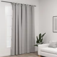 Akcesoria do wystroju okien - vidaXL Zasłona stylizowana na lnianą, z haczykami, szara, 290x245 cm - miniaturka - grafika 1