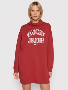 Tommy Jeans Sukienka dzianinowa College Argyle DW0DW11871 Bordowy Relaxed Fit - Sukienki - miniaturka - grafika 1