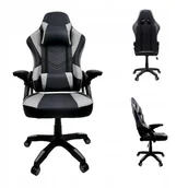 Fotele gamingowe - FOTEL GAMINGOWY OBROTOWY REGULOWANY DLA GRACZA BIUROWY KOMPUTEROWY KG105 CZARNO-SZARY - miniaturka - grafika 1
