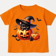 Koszulki dla dziewczynek - Pomarańczowa koszulka z dynią na Dzień Dyni - kotdynia39 - miniaturka - grafika 1