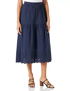 Spódnice - Seidensticker Spódnica damska - spódnica midi z haftem - 100% bawełna, niebieski, 36 - grafika 1