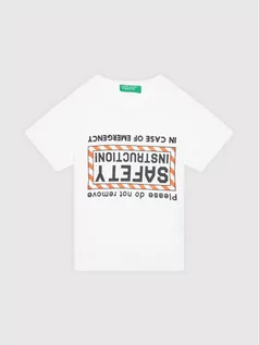 Koszulki dla chłopców - Benetton United Colors Of T-Shirt 3096C1557 Biały Regular Fit - grafika 1