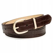 Paski - PUCCINI Pasek Damski Do Spodni Skórzany Brązowy Croco Rozmiar S PAD209S-Z-2 - miniaturka - grafika 1