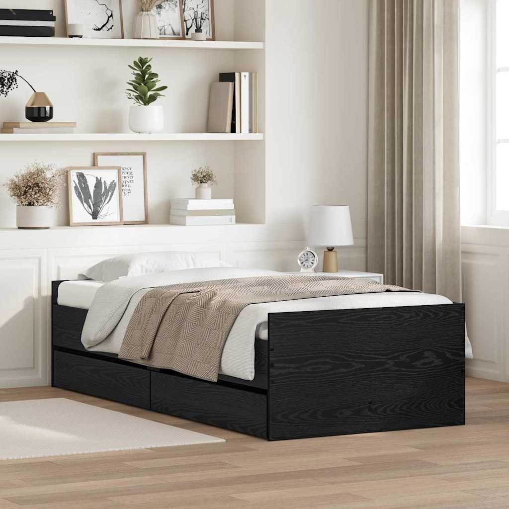 vidaXL vidaXL Ramka łóżka Czarny Dąb 90 x 200 cm Lite drewno sosnowe