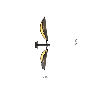 Kinkiet Vene, czarny/złoty, 2-punktowy - Lampy ścienne - miniaturka - grafika 2