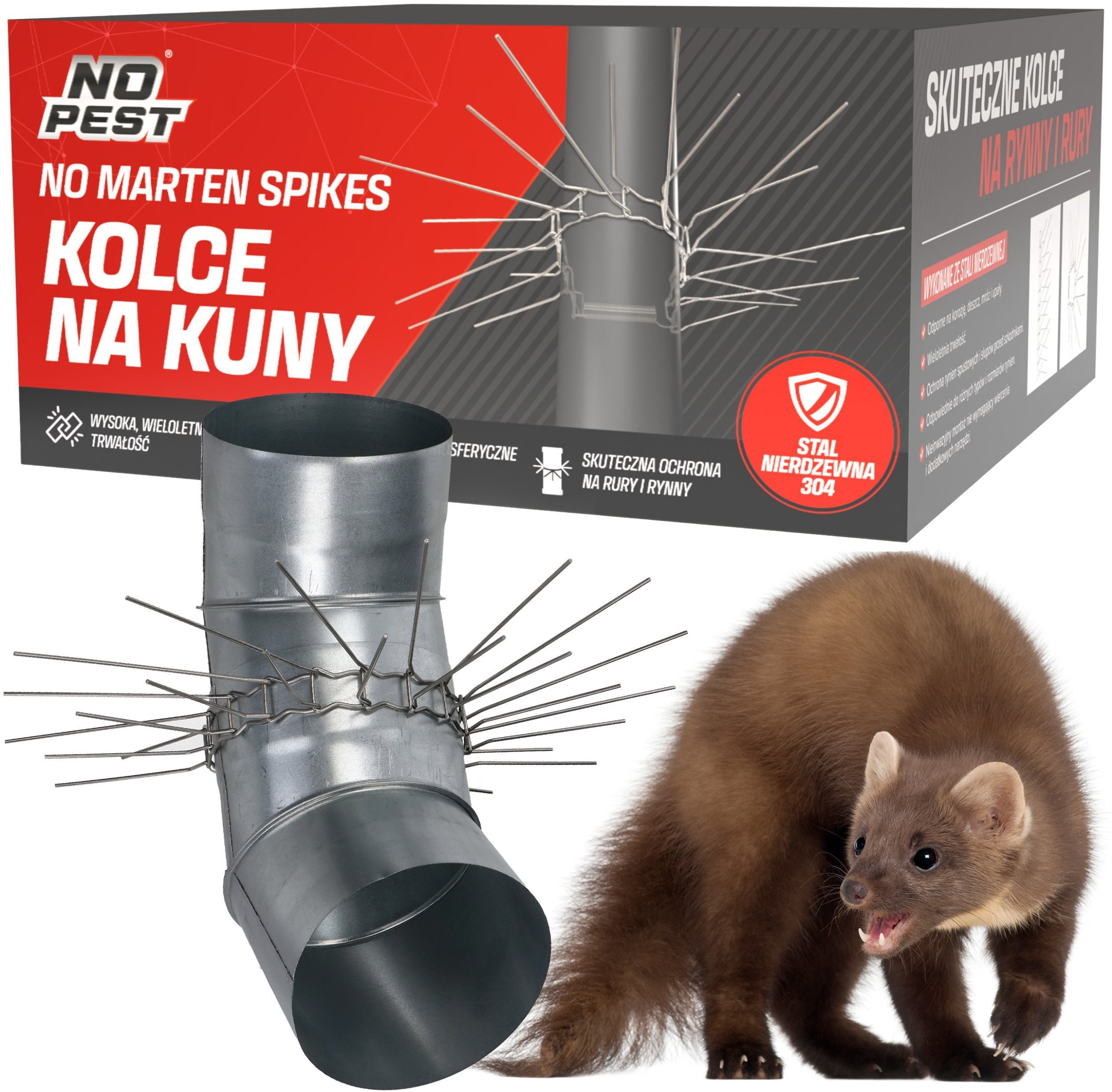 Nierdzewne Stalowe Kolce na Kuny Koty Łasice Przeciw Kunom Kotom na Rury Spustowe Rynny Konstrukcje