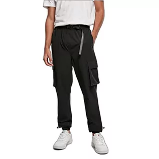 Spodenki męskie - Urban Classics Męskie spodnie cargo z regulowanymi spodniami, czarne, XL - grafika 1