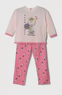 Piżamy dla dziewczynek - United Colors of Benetton piżama bawełniana dziecięca x Snoopy kolor różowy wzorzysta - miniaturka - grafika 1