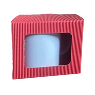 Opakowania i torebki na prezenty - Czerwony kartonik ECO z okienkiem na kubek 330 ml - 20 szt. - miniaturka - grafika 1
