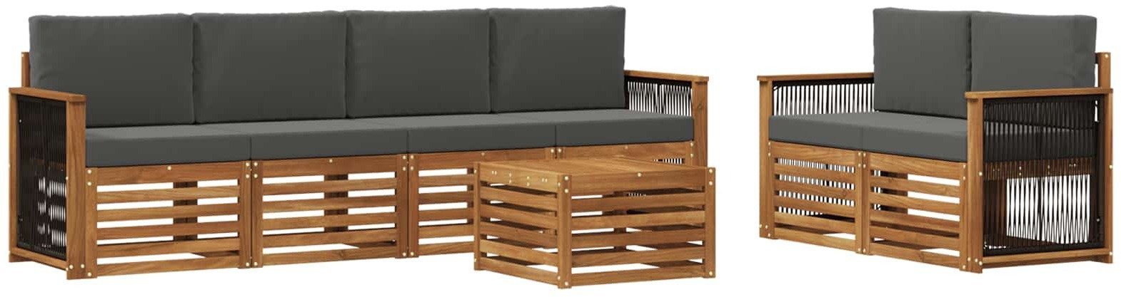 vidaXL Zestaw sof na zewnątrz z poduszką 7 pcs Naturalny i Antracytowy