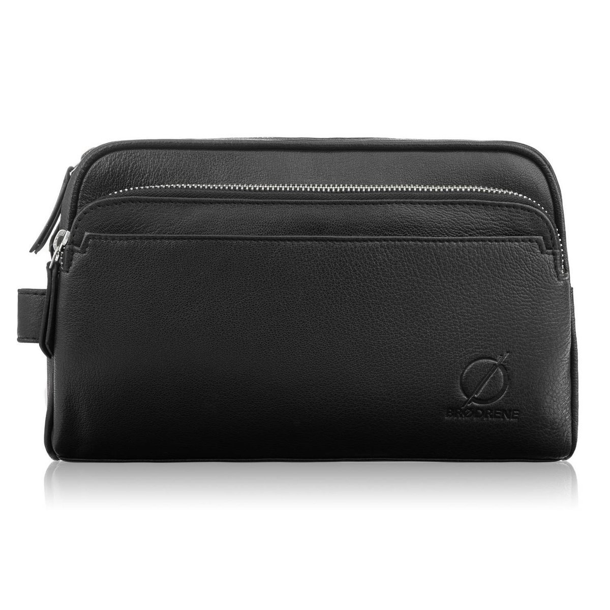 Czarna Kosmetyczka Męska Skórzana G-04 Brødrene