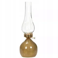 Świeczniki - ŚWIECZNIK SZKLANY METALOWY tealight imitacja lampy naftowej żółty 34cm - miniaturka - grafika 1