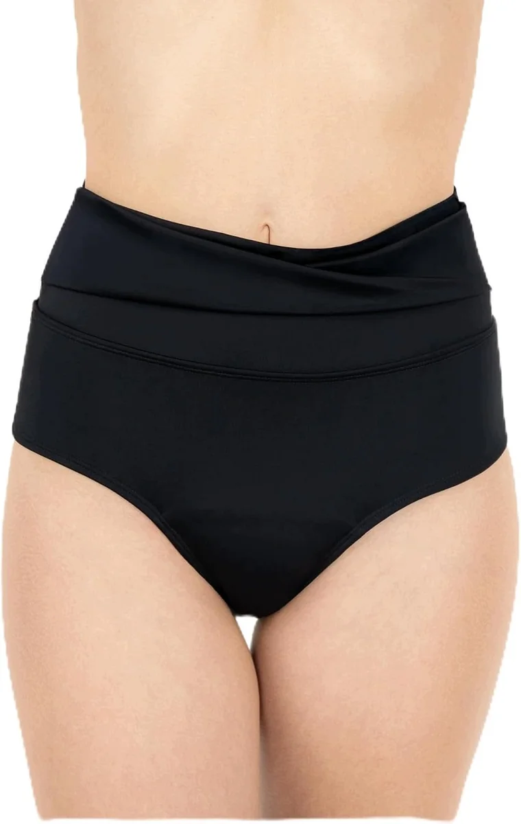 Pończochy bikini PU z wysokim stanem efekt skręconej czerni rozmiar M