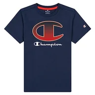 Koszulki męskie - CHAMPION Koszulka z krótkim rękawem Marka Model Koszulka z krótkim rękawem Crewneck T-Shirt B Granatowy - miniaturka - grafika 1