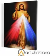 Ikony i obrazy sakralne - Obraz religijny z Jezusem Miłosiernym, płótno canvas - miniaturka - grafika 1