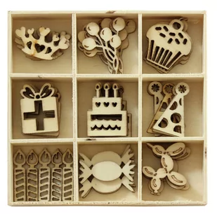 ARGO Ozdoby drewniane URODZINY pudełko 45szt. - Dekoratorstwo - miniaturka - grafika 2