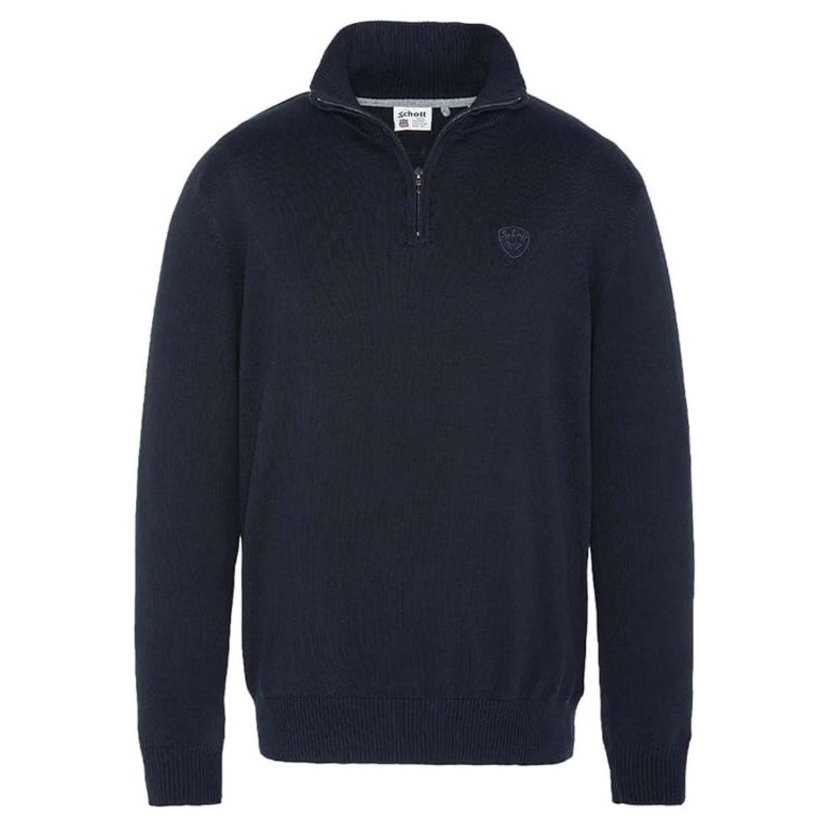 Sweter męski Schott bawełniany ze stójką granatowy-S