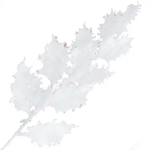 Gałązka Ostrokrzew Brokatowa Biała - Ozdoby bożonarodzeniowe - miniaturka - grafika 1