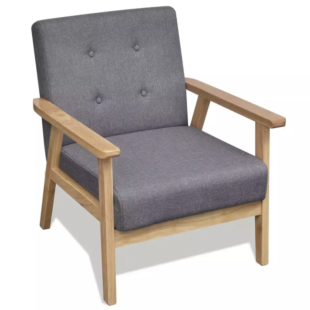 Fotel z drewnianą ramą vidaXL, materiałowy, 64,5x67x73,5 cm