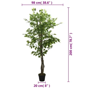 Sztuczny fikus, 1260 liści, 200 cm, zielony Lumarko - Sztuczne kwiaty - miniaturka - grafika 6