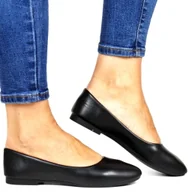 Baleriny - DAMSKIE BALERINY PŁASKIE GŁADKIE EVENTO 1029 CZARNE LICOWE - miniaturka - grafika 1