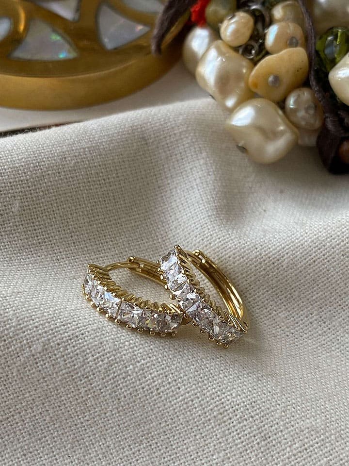 Luseera Pozłacane kolczyki-kreole z cyrkoniami