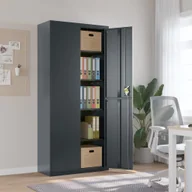 Szafki biurowe - Szafa na dokumenty, antracytowa, 90x40x200 cm, stalowa - miniaturka - grafika 1