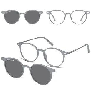 Okulary pod korekcję z polaryzacyjną nakładką przeciwsłoneczną CLIP-M-TRC299B-1 szary - Okulary korekcyjne, oprawki, szkła - miniaturka - grafika 1