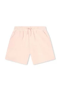 Spodnie i spodenki dla dziewczynek - Kenzo Kids szorty bawełniane dziecięce kolor różowy gładkie regulowana talia - Kenzo kids - grafika 1