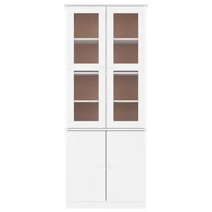 Witryna ALTA, biała, 77x35x186,5 cm, lite drewno sosnowe Lumarko! - Witryny - miniaturka - grafika 4