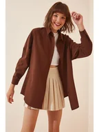 Bluzki damskie - Happiness Istanbul Bluzka w kolorze brązowym - miniaturka - grafika 1