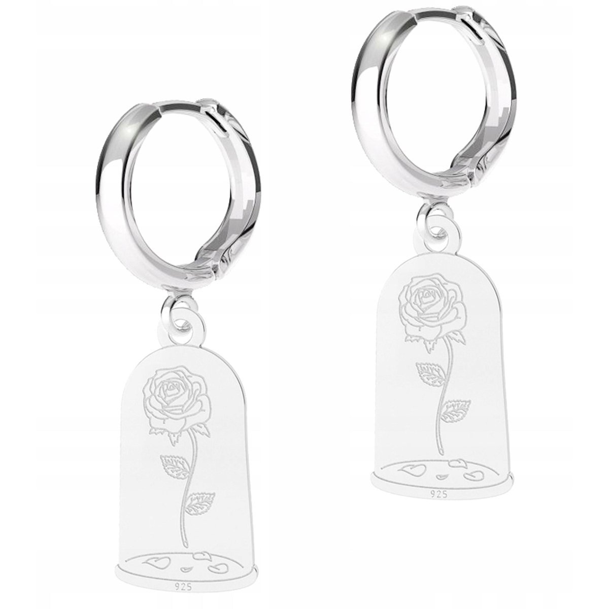 Kolczyki Srebrne Blaszki z Różami Kwiaty Róże Róża Wiatrów SREBRO 925