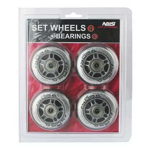 Nils Zestaw kółek Extreme PU 84x24 82A 4szt + ABEC-7 Chrome 8szt przezroczyste 16-32-018 - Akcesoria do skatingu - miniaturka - grafika 1