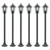 Lampy ogrodowe - vidaXL Lampy ogrodowe, 110 cm, E27, aluminium, ciemnozielone, 6 szt. - miniaturka - grafika 1