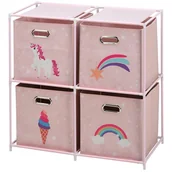 Półki i regały dla dzieci - Regał na zabawki z 4 pojemnikami Jednorożec 68x35xh70 cm - miniaturka - grafika 1