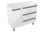 Szafki łazienkowe - Szafka Stojąca Z Blatem ATH 90 cm K Prawa - Biały Wysoki Połysk - Uchwyty Czarne Matowe - miniaturka - grafika 1