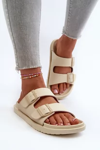 Lekkie Piankowe Klapki Damskie Z Klamrami Big Star NN274A752 Beżowe-38 - Klapki i japonki damskie - miniaturka - grafika 1