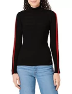 Swetry damskie - Morgan Sweter damski Pull Col Roulé Bande Couleur Manche Mentoi, Czarny Czerwony, L - miniaturka - grafika 1