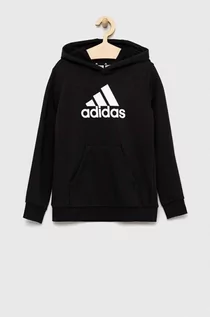 Bluzy dla chłopców - adidas bluza dziecięca U BL kolor czarny z kapturem wzorzysta - grafika 1