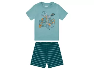 Spodnie i spodenki dla chłopców - LUPILU LUPILU Piżama chłopięca (koszulka + szorty), 1 komplet (86/92, Miętowy/ zielony) - grafika 1